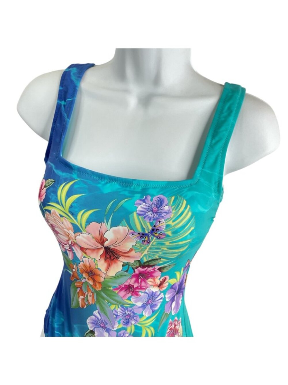 Johnny Was Swimsuit Women Sz XS Floral Square Neck One Piece Nwt $138 - Picture 2 of 11